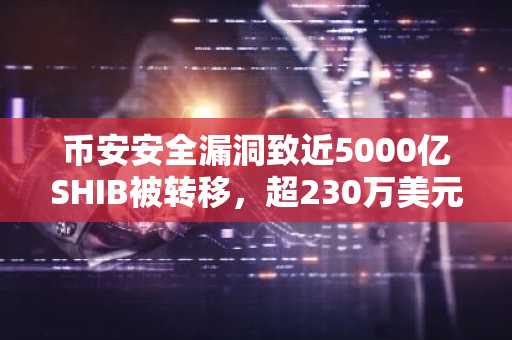 币安安全漏洞致近5000亿SHIB被转移，超230万美元资产遭窃